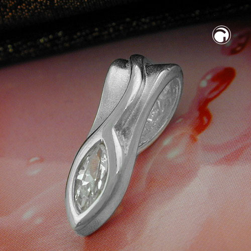 Bijou argent sterling pendentif ovale zirconium