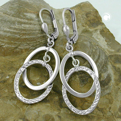 Paire de boucles d'oreilles argent sterling à deux anneaux ovales