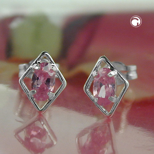 Paire de boucles d'oreilles en argent sterling et zircon rose