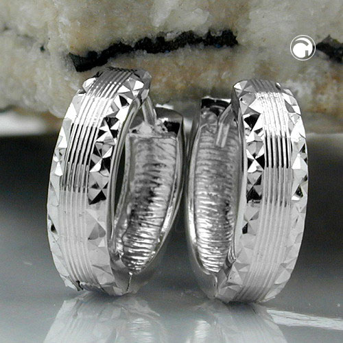 Créoles argent sterling à facettes diamant