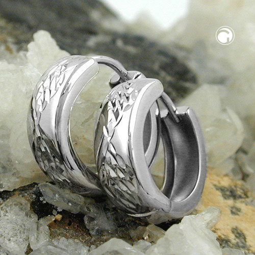 Créoles argent diamanté vue de face