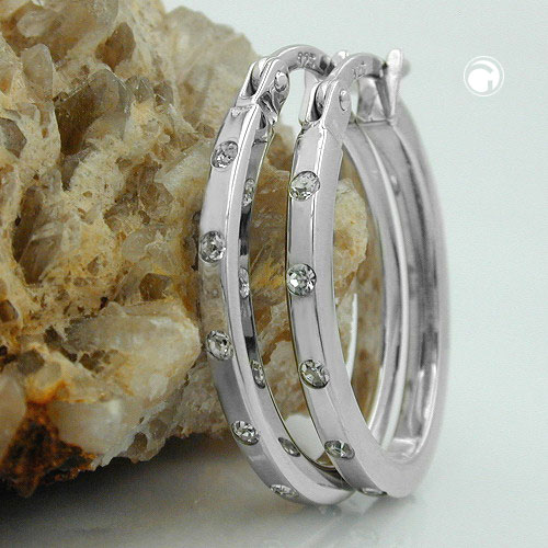 Paire de boucles d'oreilles argent sterling forme ovale fine