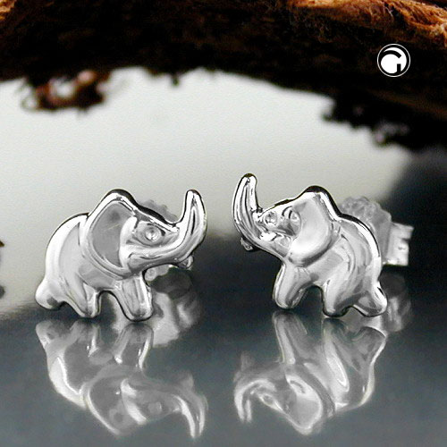 Paire de boucles d'oreilles argent sterling motif éléphant
