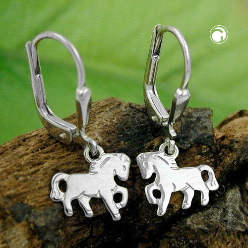 Boucles d'oreilles argent sterling cheval fermoir levier