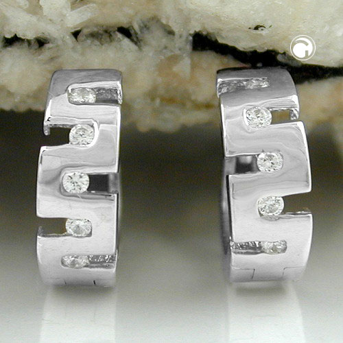 Boucles d'oreilles argent sterling zirconia vue de face
