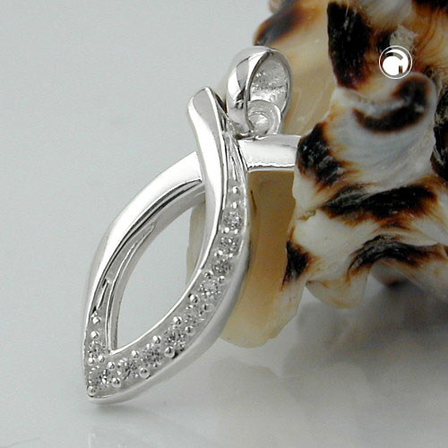 Pendentif argent sterling poisson ichthus sur fond blanc