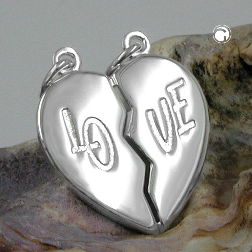Pendentif argent 925 forme coeur, bijou amitié pour deux personnes