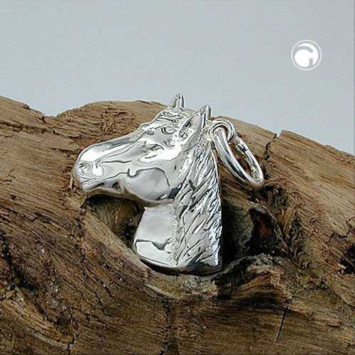 Pendentif cheval argent sterling de profil