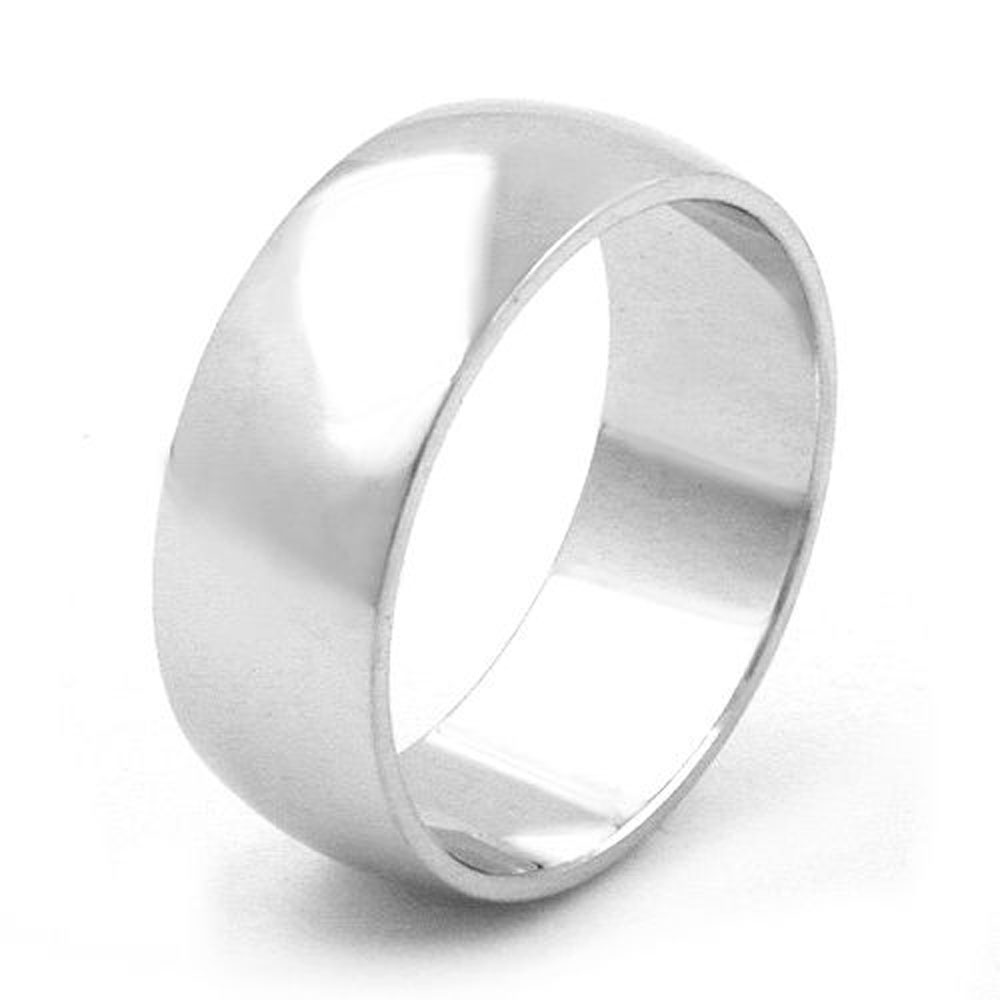 Bague large argent sterling D-shaped vue de face