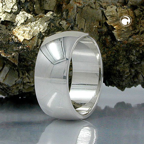 Bague argent 925 D-shaped sur fond neutre, vue de profil