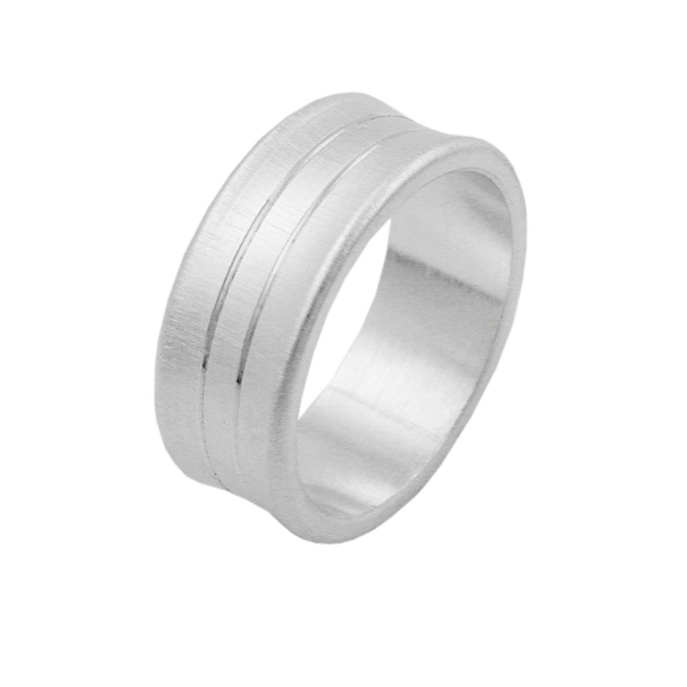 Bague argent 925 lignes concaves finition mate
