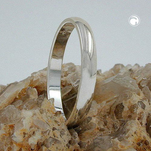 Bague argent sterling forme D finition miroir
