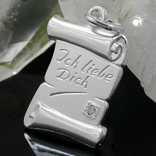 Bijou argent sterling forme rouleau inscription amour