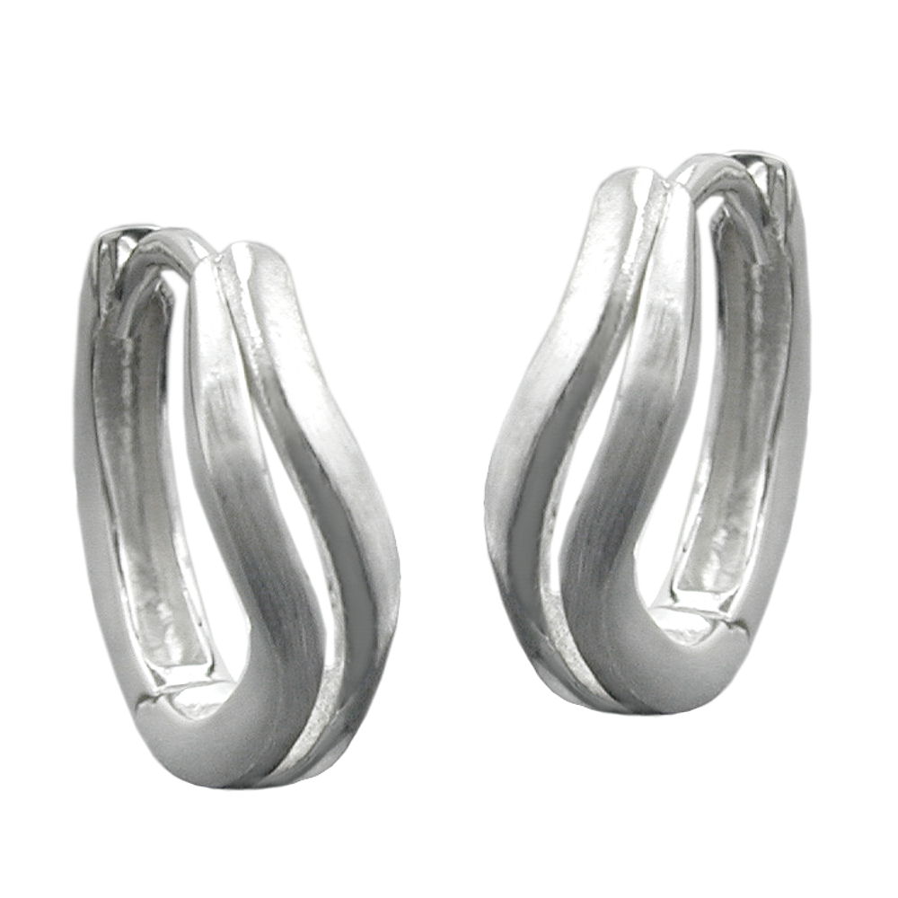Paire de boucles d'oreilles créoles en argent 925 finition mat et poli