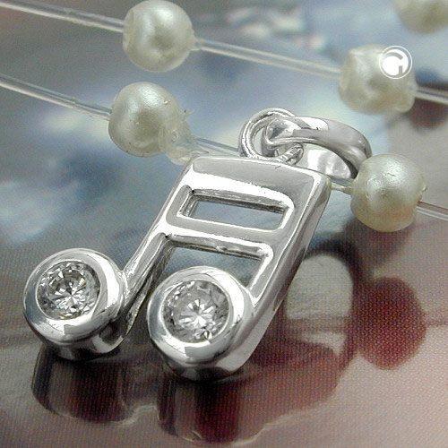 Vue détaillée du pendentif note de musique en argent 925