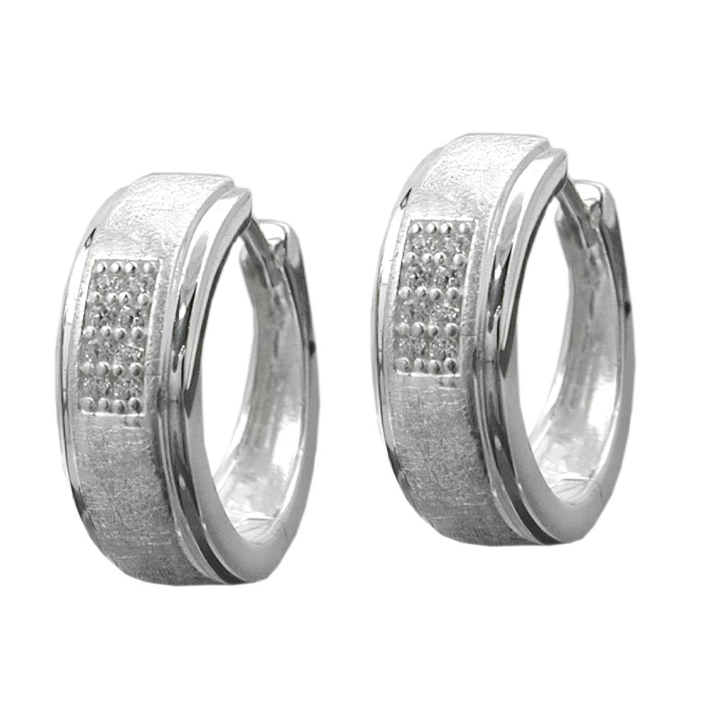 Boucles d'oreilles créoles argent 925 avec zirconias