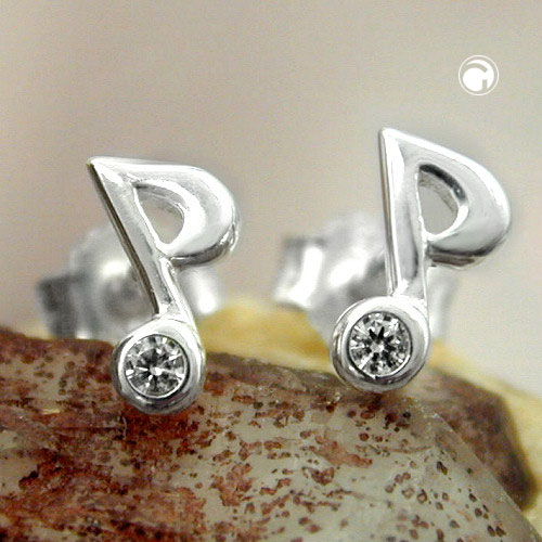Boucles d'oreilles musicien argent sterling motif croche