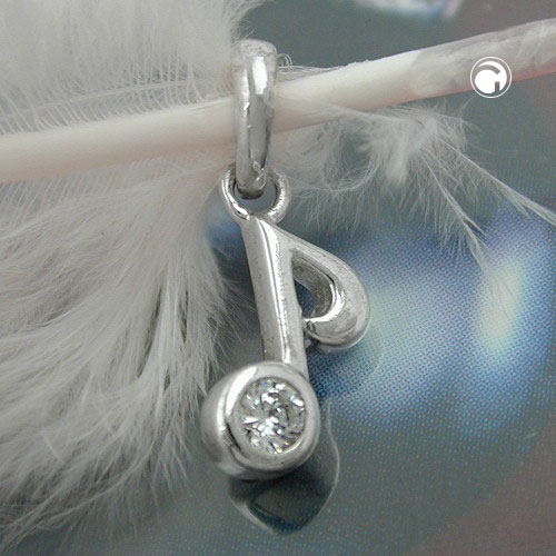 Pendentif argent sterling forme quaver détail zirconium
