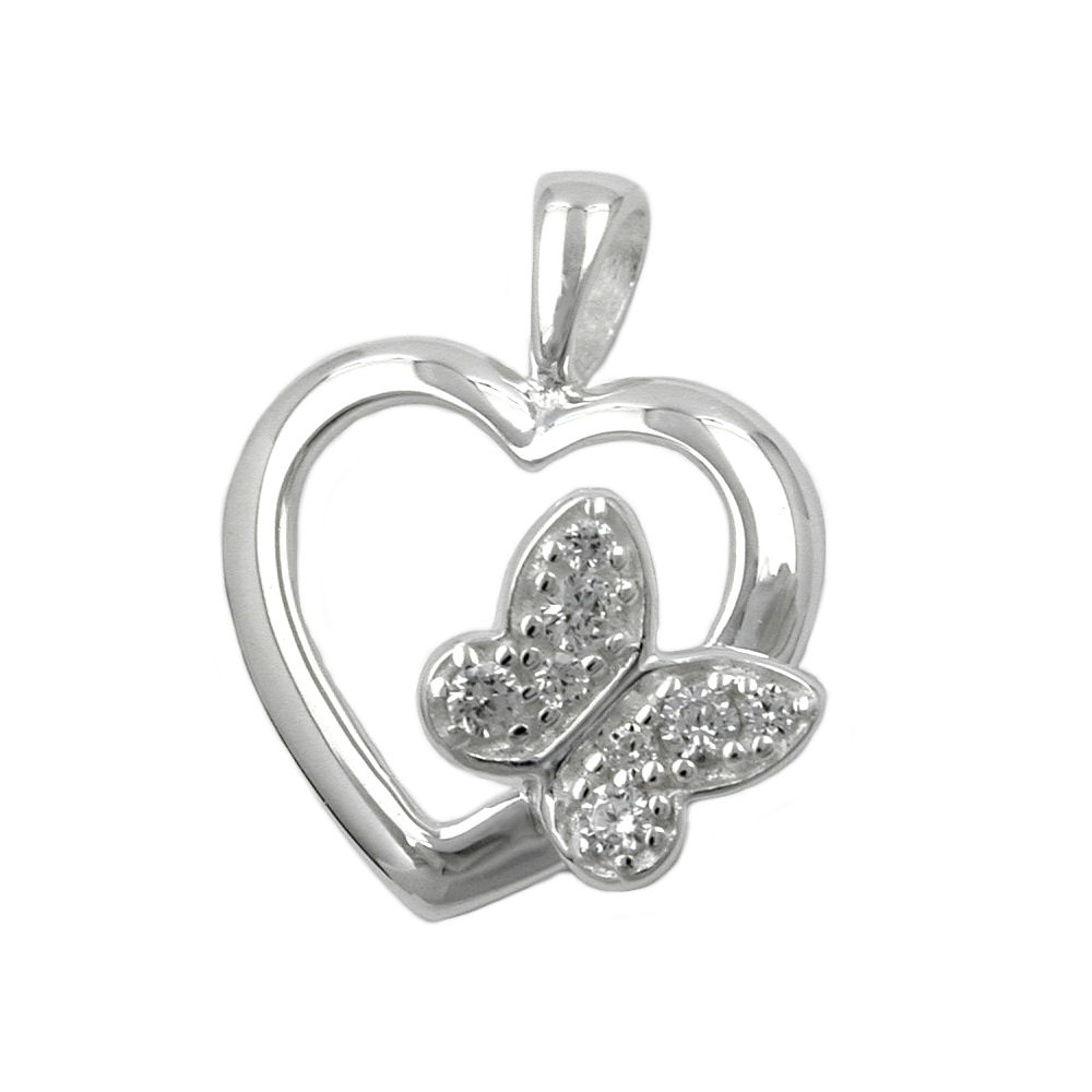 Pendentif argent 925 papillon avec zirconias brillant
