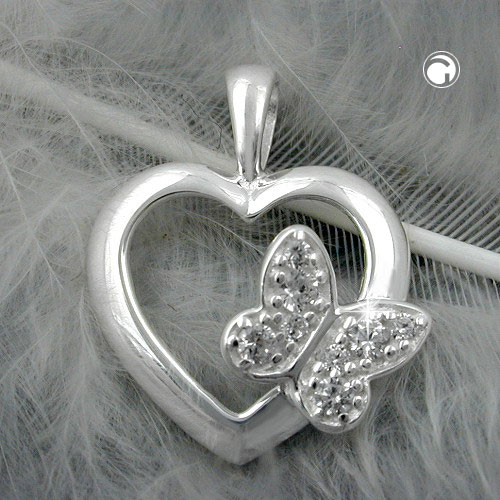 Pendentif argent sterling papillon zirconias vue détaillée