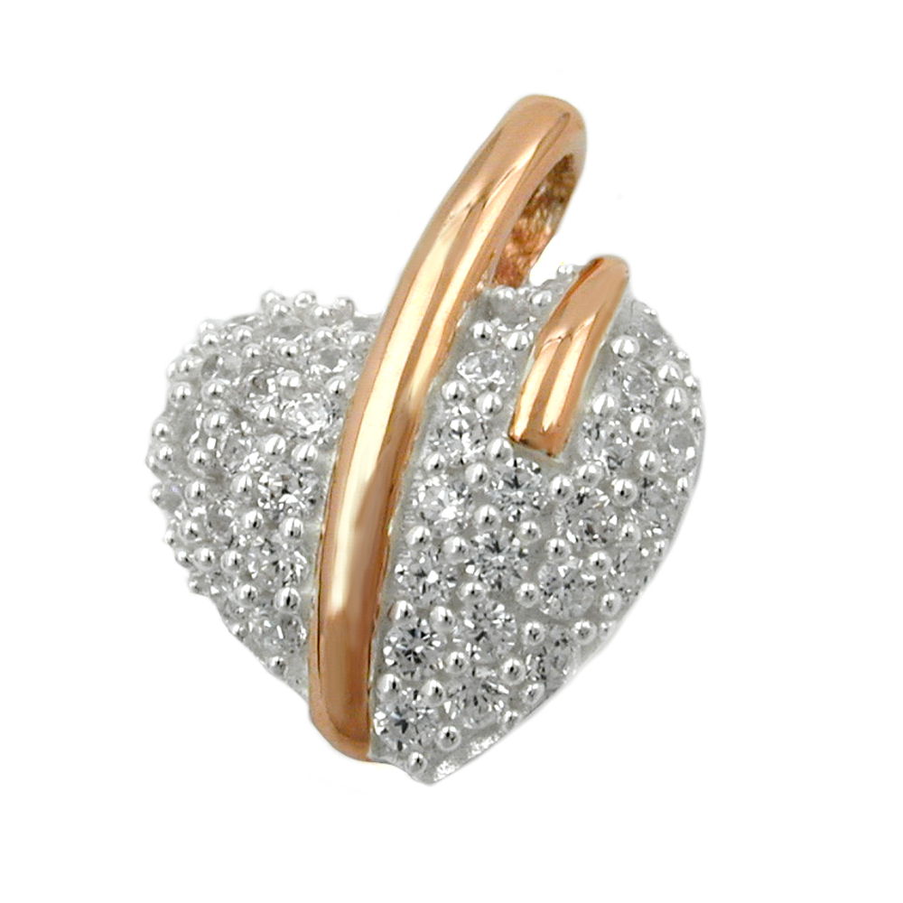 Pendentif argent 925 en forme de coeur incrusté de zirconias