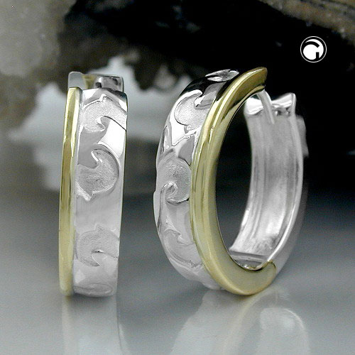 Créoles argent sterling motifées vue de face