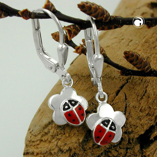 Boucles d'oreilles argent sterling motif floral et insecte