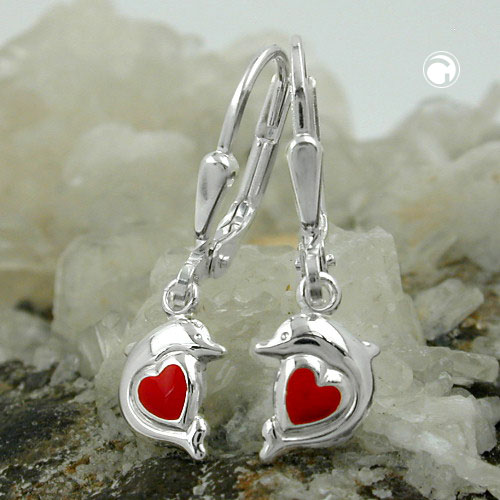 Boucles d'oreilles dauphin argent sterling fermoir puits