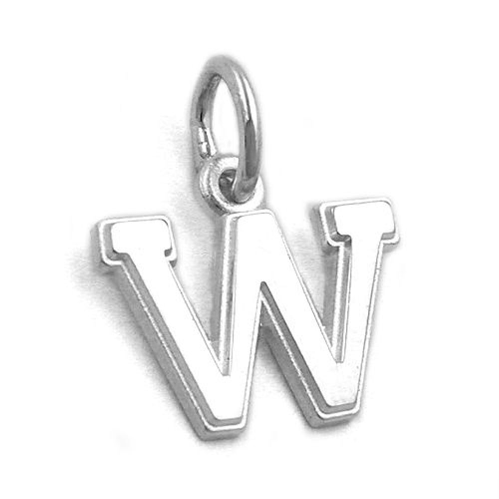 Pendentif initiale W en argent 925/000 vue de face