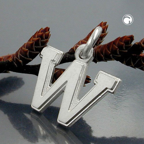 Pendentif lettre W argent sterling sur fond neutre
