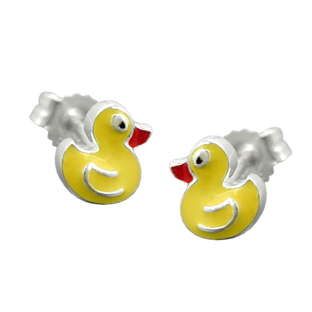 Boucles d'oreilles argent 925 en forme de canard, 6 mm