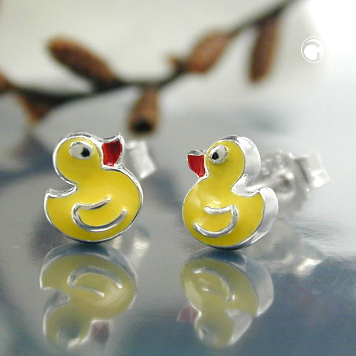 Puces d'oreilles argent sterling canard, bijou original