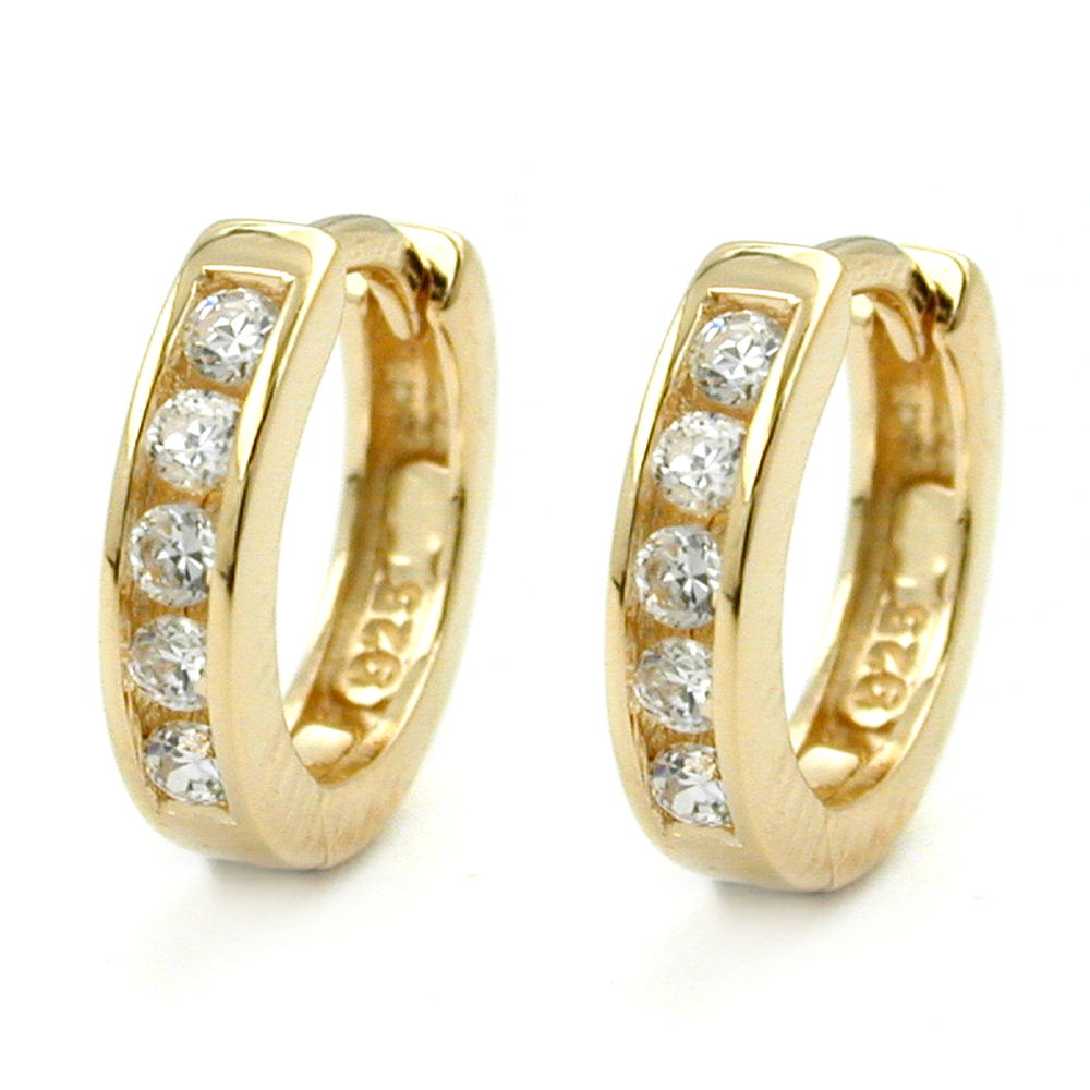Boucles d'oreilles créoles argent 925 plaqué or avec zirconium