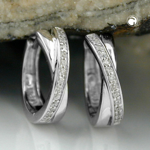 Paire de boucles d'oreilles argent sterling rhodié zirconias