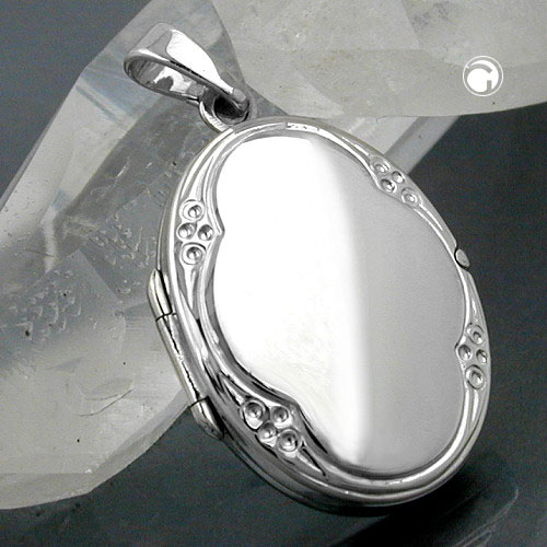 Médaillon argent sterling fermé, motif gravé sur le pourtour