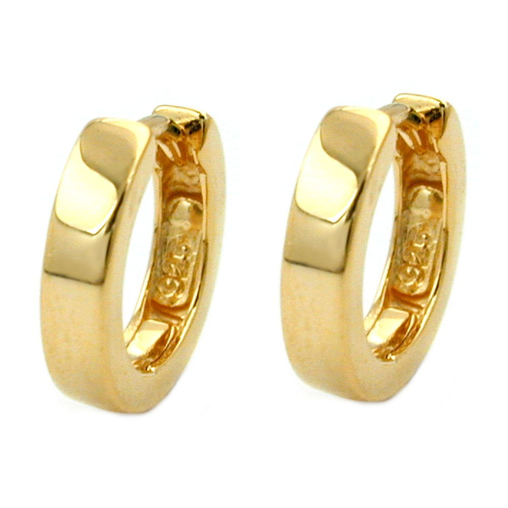 Boucles d'oreilles argent 925 plaqué or, cercles 11mm
