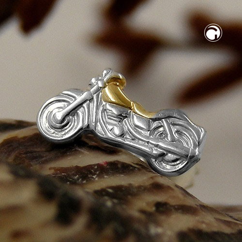 Earstud moto argent sterling design bicolore