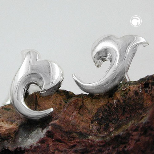 Boucles d'oreilles fleur argent sterling, vue de côté