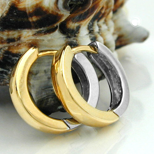 Paire de boucles d'oreilles argent et or, style créole fine