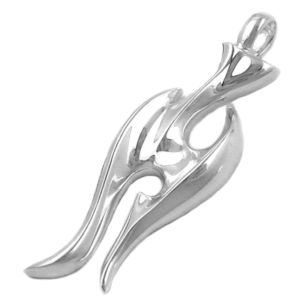 Pendentif argent 925 poli miroir design fantaisie 40x14mm