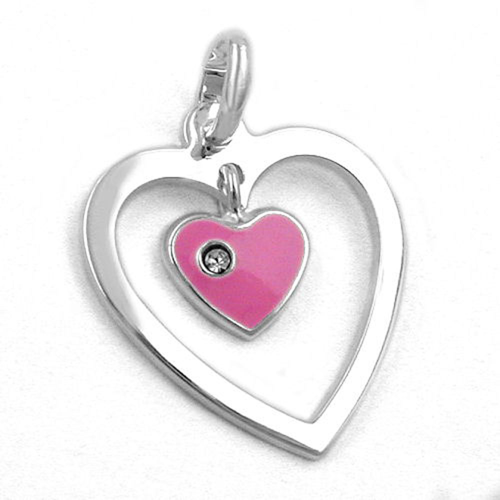 Pendentif argent 925 en forme de cœur, vue de face