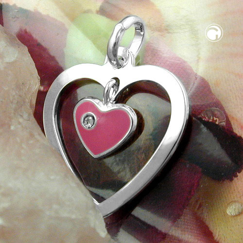 Petit pendentif cœur en argent sterling, détail