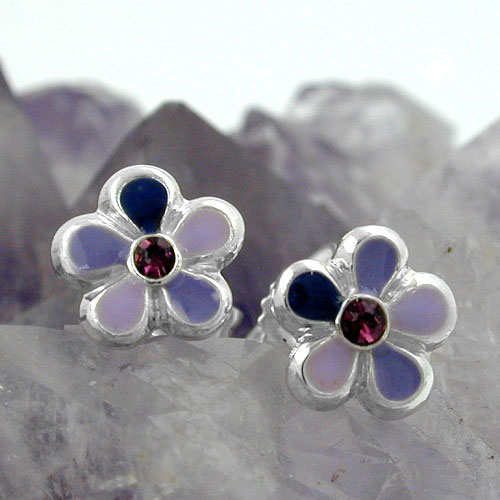 Earstuds fleur argent sterling vue de face