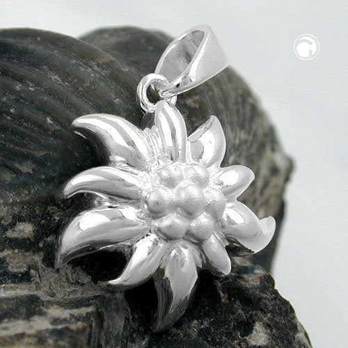 Bijou pendentif edelweiss argent sterling, vue de face