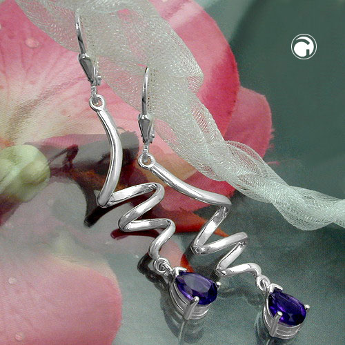 Créoles argent sterling avec cristal améthyste