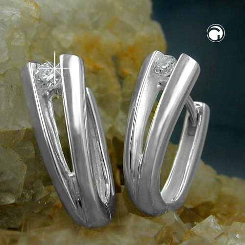 Paire de boucles d'oreilles argent sterling zirconium vue de face