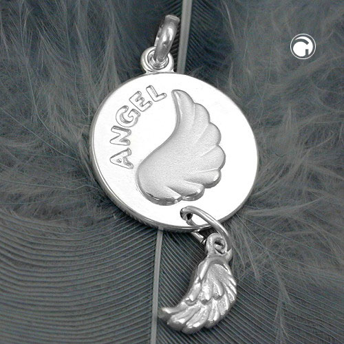 Charm ange argent sterling pendentif gravé ANGEL vue de face