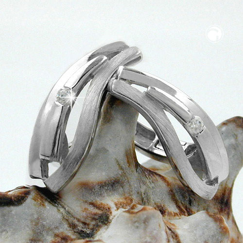 Paire de boucles d'oreilles argent sterling zirconium blanc vue de profil