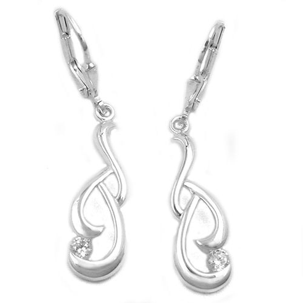 Boucles d'oreilles argent 925 avec zirconium cubique, design fantaisie poli