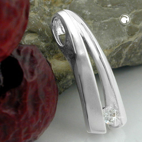 Pendentif argent sterling zirconium vue de profil